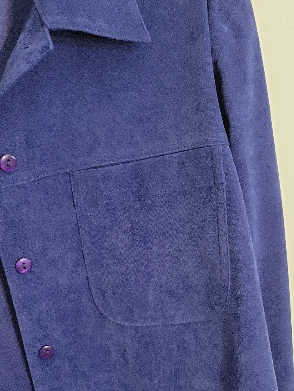 Allison Daley Deep Blue Suede Button-Front Jacket - Picture 3 of 5